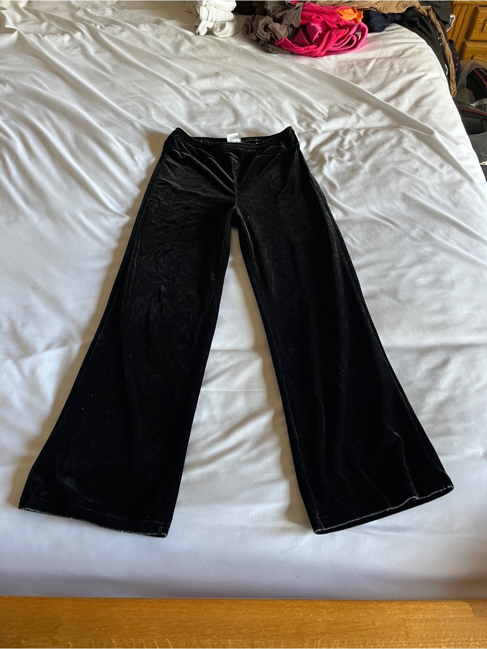 Girls' Black Velvet Flare Leggings